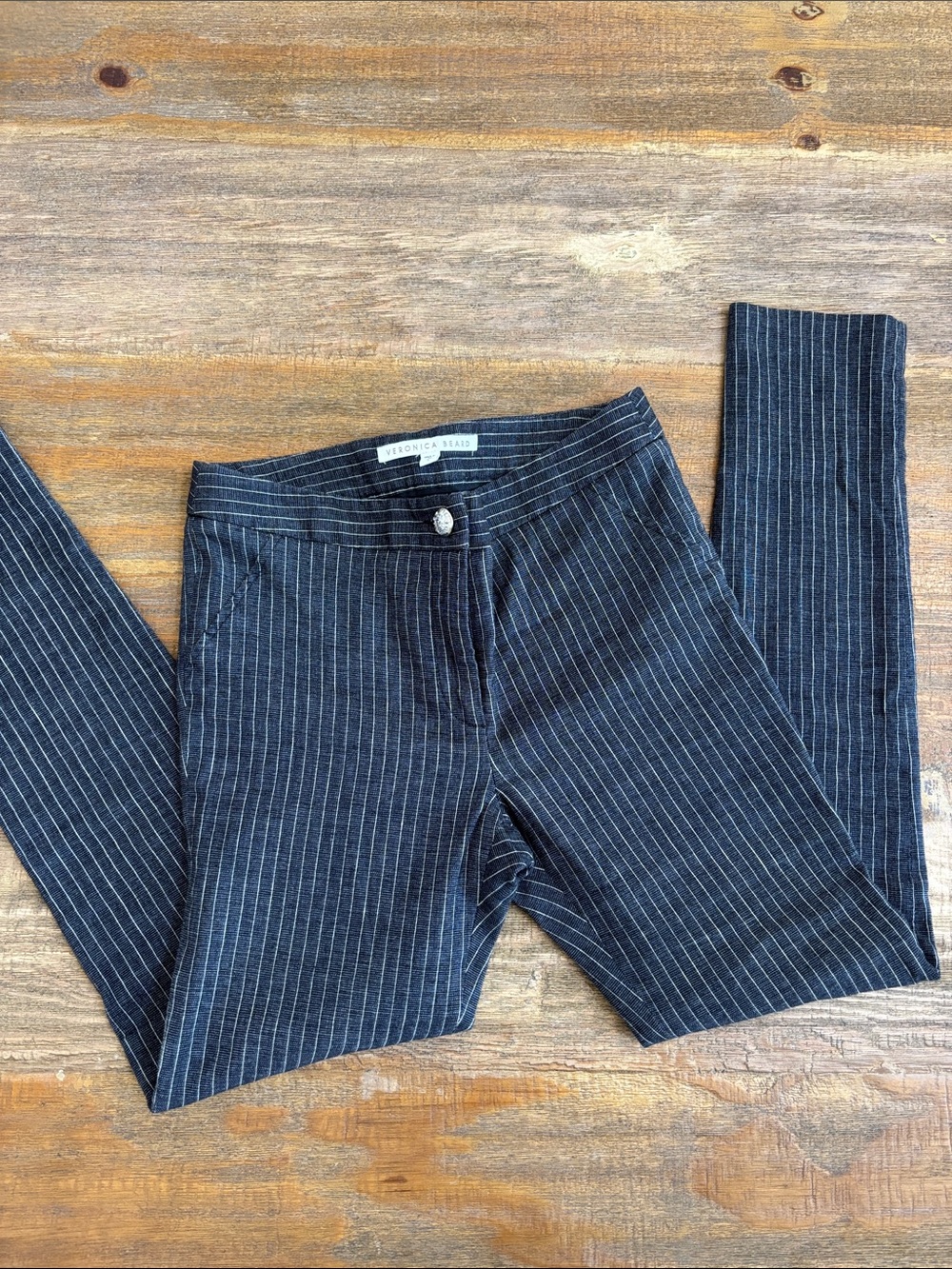 Veronica Beard Black Pants with White Pinstripes
